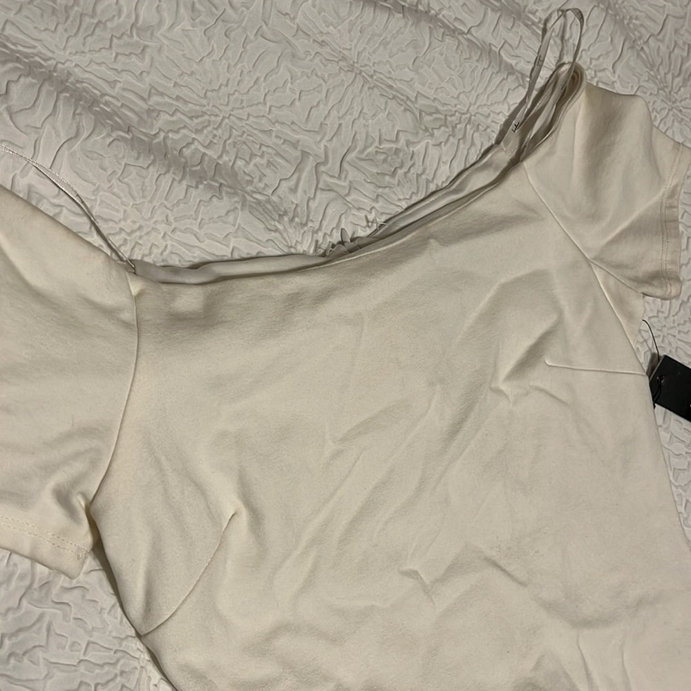 Lulu's Cream Off-Shoulder Sheath Mini Dress - Picture 2 of 6